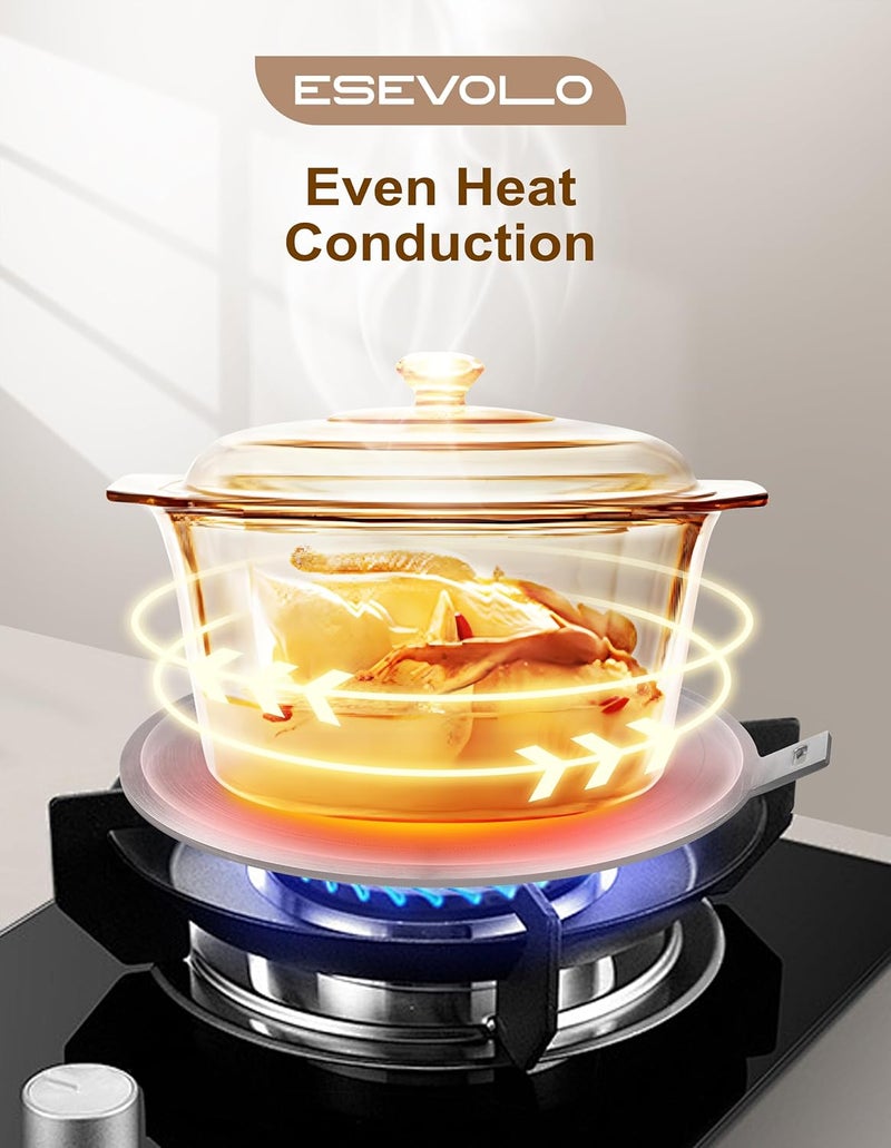 ESEVOLO 7.9 inch Heat Diffuser for Gas Stove, Stainless Steel Induction Adapter Plate, Converter Disk for Induction Cooking Plate with Detachable Handle, Black - Image 5